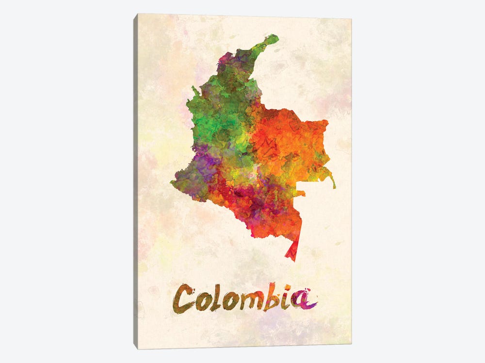 Colombia In Watercolor by Paul Rommer 1-piece Canvas Artwork