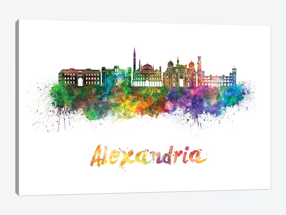 Alexandria Skyline In Watercolor by Paul Rommer 1-piece Canvas Print