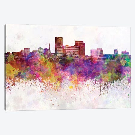 Lexington Skyline In Watercolor Background Canvas Print #PUR1504} by Paul Rommer Canvas Art