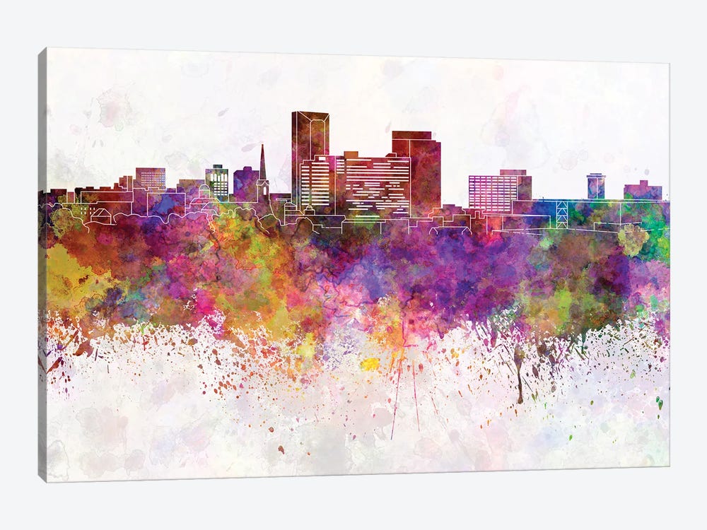 Lexington Skyline In Watercolor Background by Paul Rommer 1-piece Canvas Wall Art