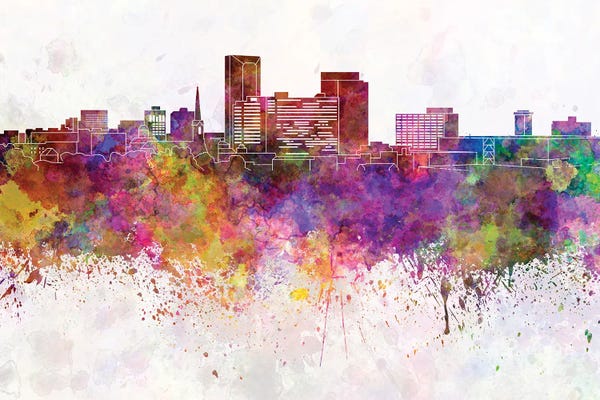 Lexington: Lexington Skyline In Watercolor Background by Paul Rommer