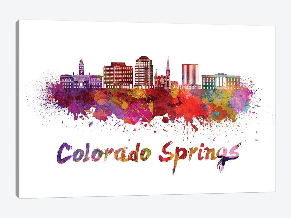 Colorado Springs Skyline In Watercolor II by Paul Rommer 1-piece Art Print
