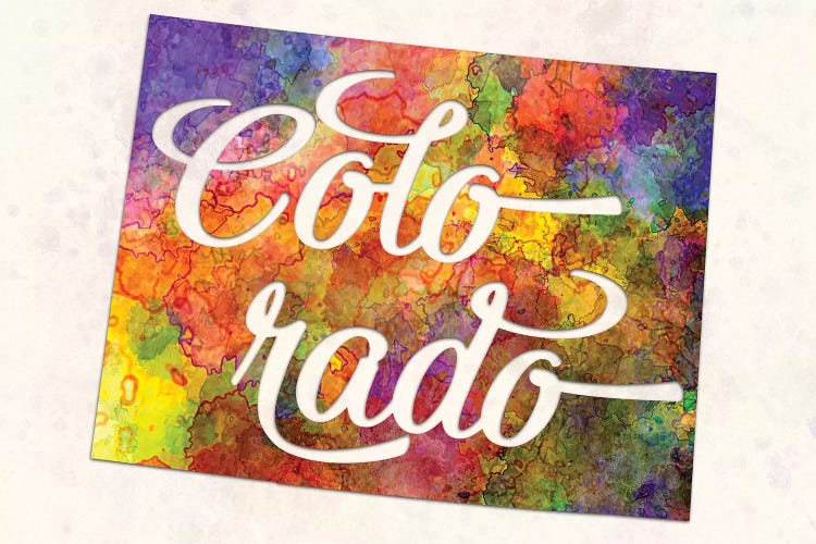 Colorado US State In Watercolor Text Cut Out by Paul Rommer wall art