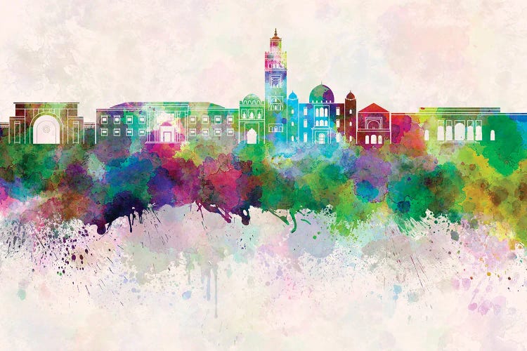 Marrakesh Skyline In Watercolor