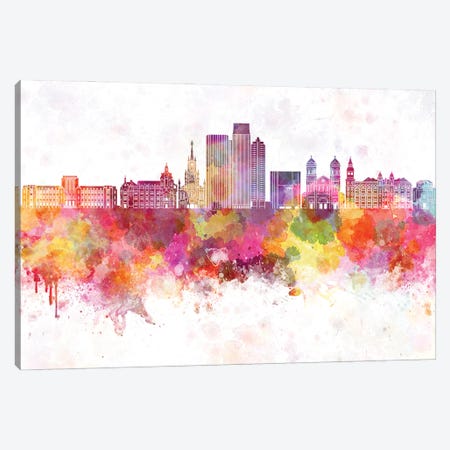Medellin Skyline In Watercolor Background Canvas Print #PUR1543} by Paul Rommer Canvas Print