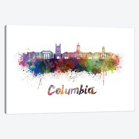 Columbia Mo Skyline In Watercolor Canvas Print #PUR154} by Paul Rommer Art Print
