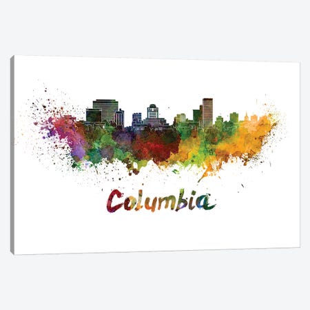 Columbia Skyline In Watercolor Canvas Print #PUR155} by Paul Rommer Art Print