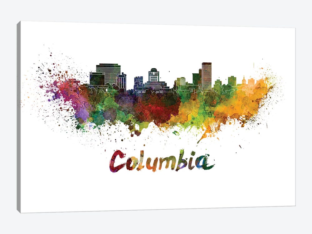 Columbia Skyline In Watercolor by Paul Rommer 1-piece Canvas Art