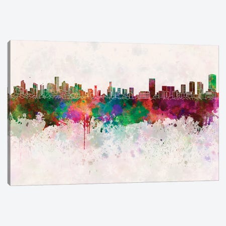 Monterrey Skyline In Watercolor Background Canvas Print #PUR1561} by Paul Rommer Art Print
