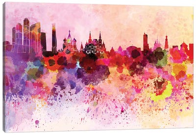 Moscow Skyline In Watercolor Background Canvas Art Print - Russia Art