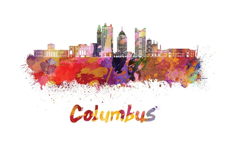 Columbus Skyline In Watercolor II