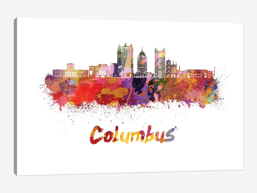 Columbus Skyline In Watercolor II by Paul Rommer 1-piece Canvas Print
