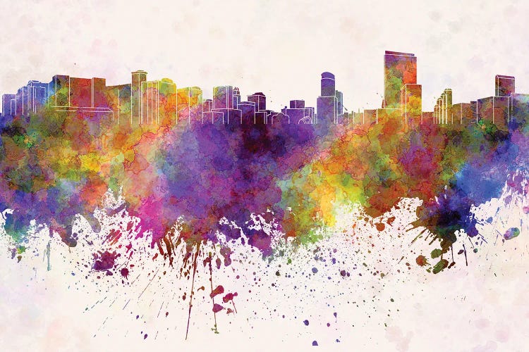 Orlando Skyline In Watercolor Background