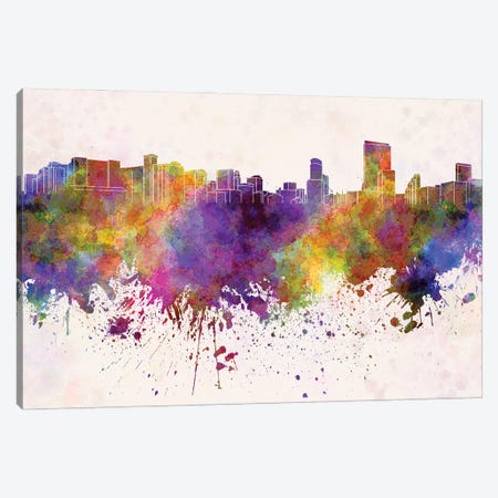 Orlando Skyline In Watercolor Background Canvas Print #PUR1598} by Paul Rommer Canvas Art