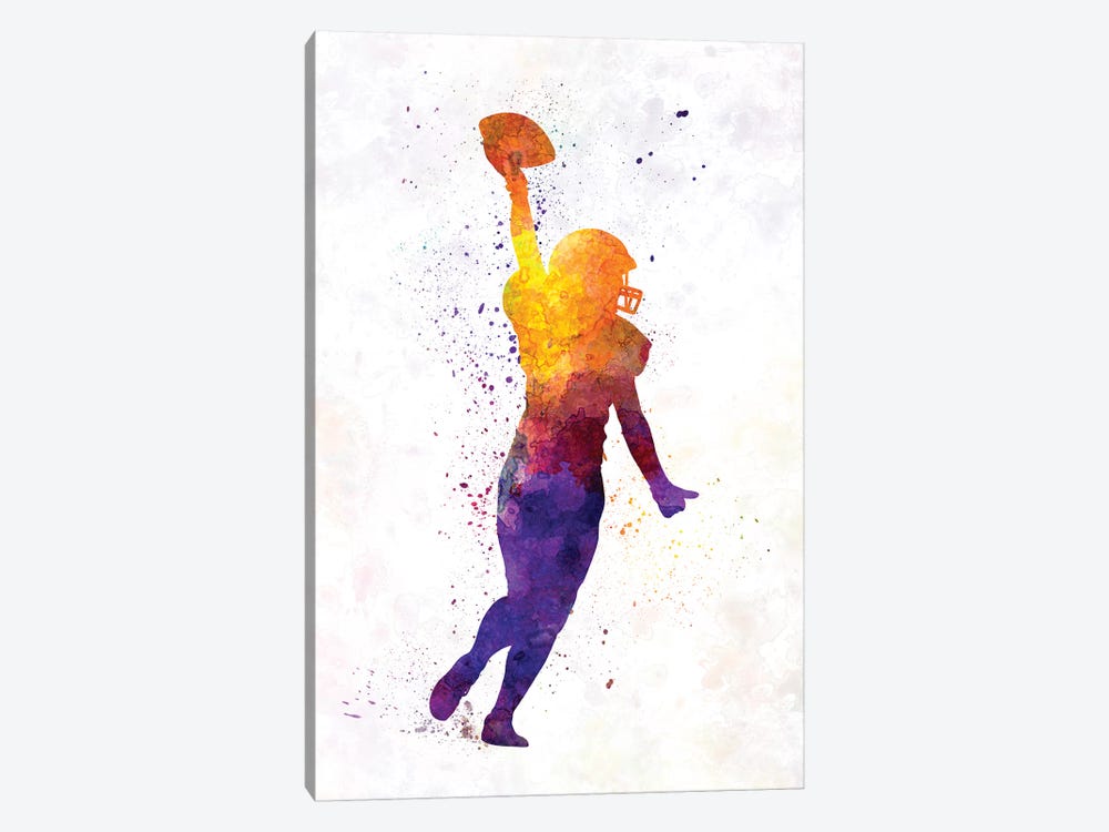 American Football Female Player In Watercolor by Paul Rommer 1-piece Canvas Art