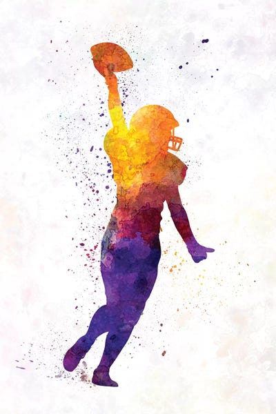 Paul Rommer: American Football Female Player In Watercolor by Paul Rommer
