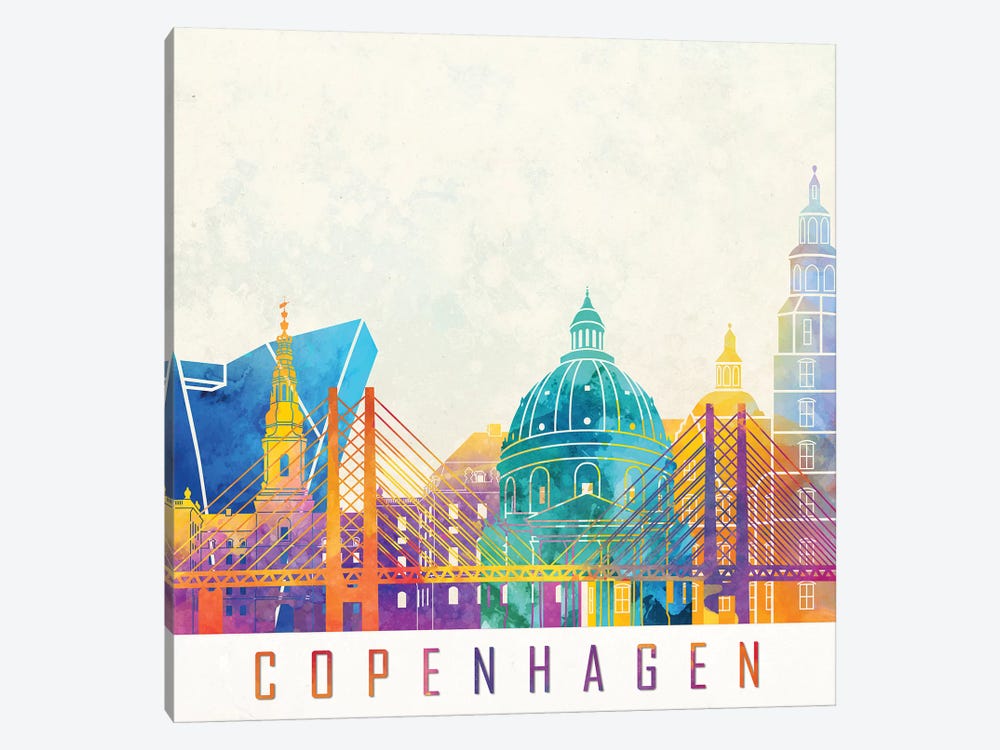 Copenhagen Landmarks Watercolor Poster by Paul Rommer 1-piece Art Print