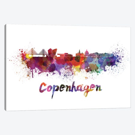 Copenhagen Skyline In Watercolor Canvas Print #PUR162} by Paul Rommer Canvas Print