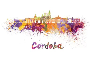 Cordoba Ar Skyline In Watercolor by Paul Rommer art print