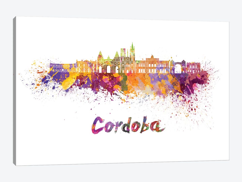 Cordoba Ar Skyline In Watercolor by Paul Rommer 1-piece Art Print