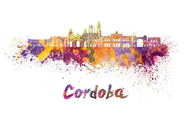 Cordoba: Cordoba Ar Skyline In Watercolor by Paul Rommer