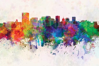 Richmond Skyline In Watercolor Background by Paul Rommer canvas print