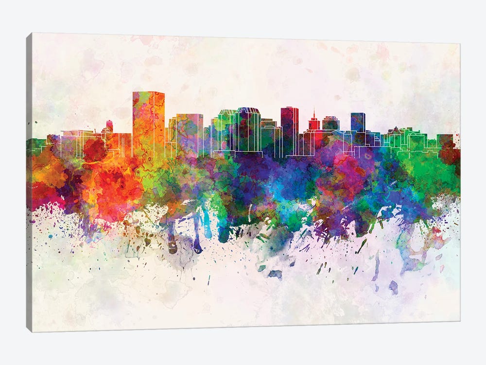 Richmond Skyline In Watercolor Background by Paul Rommer 1-piece Canvas Wall Art