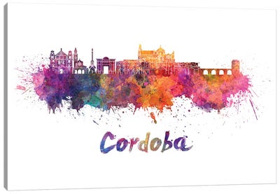 Cordoba Skyline In Watercolor Canvas Art Print