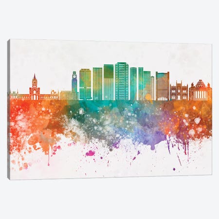 Rio De Janeiro II Skyline In Watercolor Background Canvas Print #PUR1652} by Paul Rommer Canvas Art Print