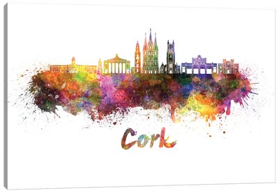 Cork Skyline In Watercolor Canvas Art Print