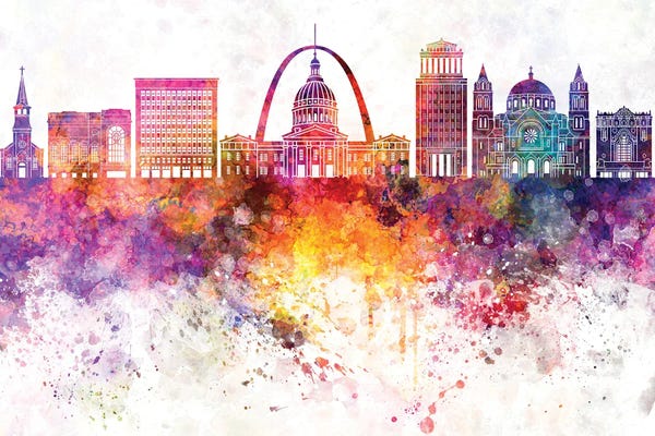Missouri: Saint Louis Watercolor Background by Paul Rommer