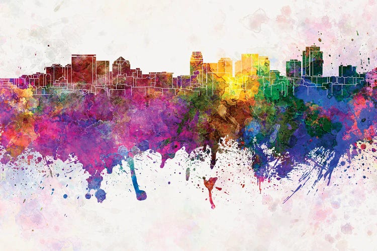 Salt Lake City Skyline In Watercolor Background