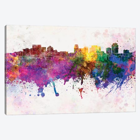 Salt Lake City Skyline In Watercolor Background Canvas Print #PUR1667} by Paul Rommer Art Print