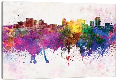 Salt Lake City Skyline In Watercolor Background Canvas Art Print
