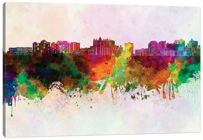 Sarasota Skyline In Watercolor Background Canvas Art Print