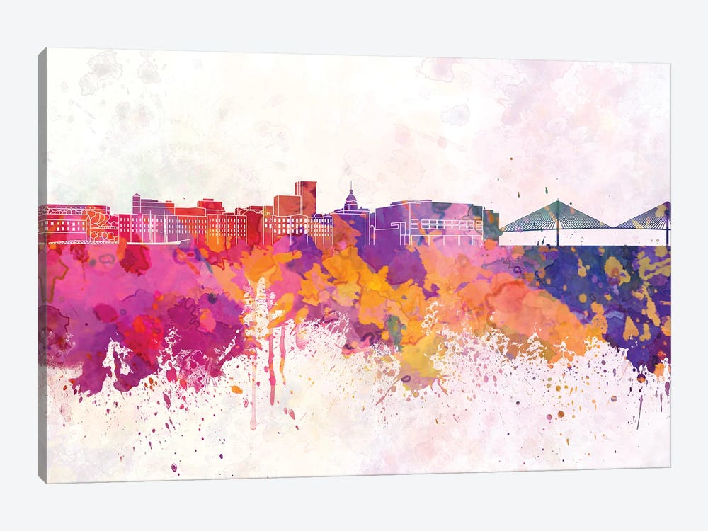 Savannah Skyline In Watercolor Background by Paul Rommer 1-piece Canvas Art