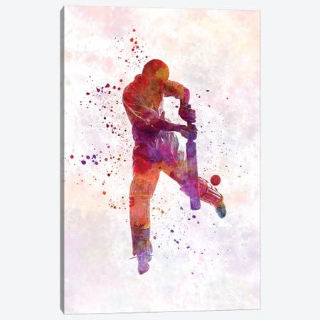 Cricket Player Batsman Silhouette I Canvas Print #PUR167} by Paul Rommer Canvas Wall Art