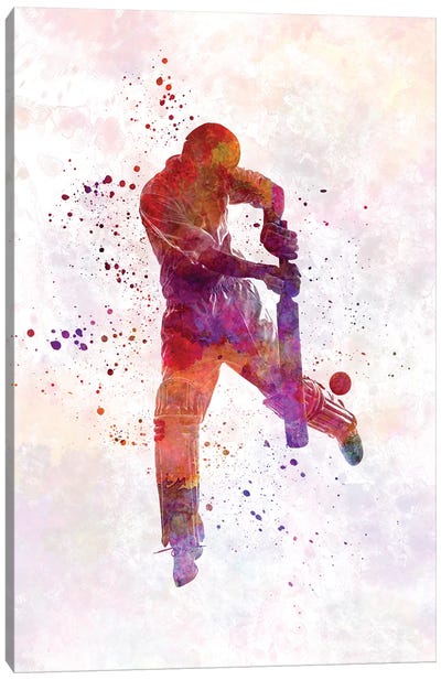 Cricket Player Batsman Silhouette I Canvas Art Print