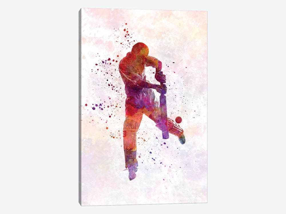 Cricket Player Batsman Silhouette I by Paul Rommer 1-piece Art Print