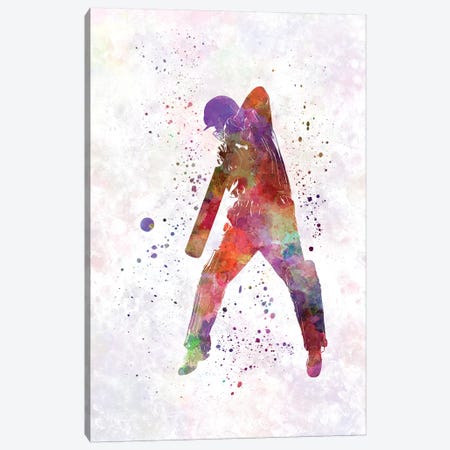 Cricket Player Batsman Silhouette II Canvas Print #PUR168} by Paul Rommer Art Print