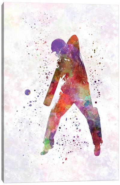 Cricket Player Batsman Silhouette II Canvas Art Print
