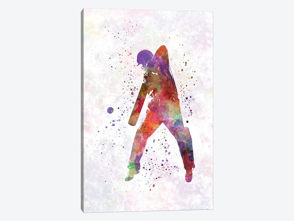 Cricket Player Batsman Silhouette II by Paul Rommer 1-piece Canvas Art