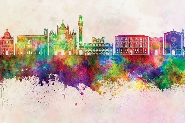Siena: Siena Skyline In Watercolor Background by Paul Rommer