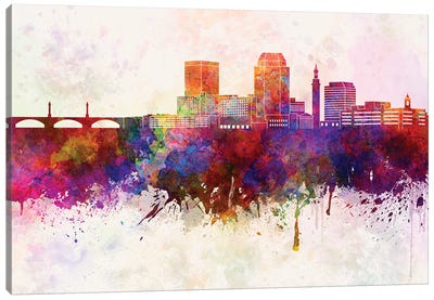 Springfield Ma Skyline In Watercolor Background Canvas Art Print