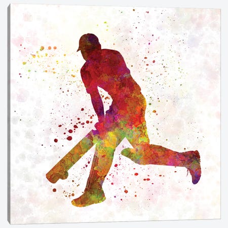 Cricket Player Batsman Silhouette III Canvas Print #PUR169} by Paul Rommer Canvas Art Print