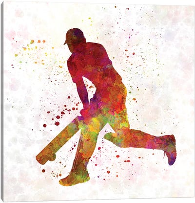 Cricket Player Batsman Silhouette III Canvas Art Print