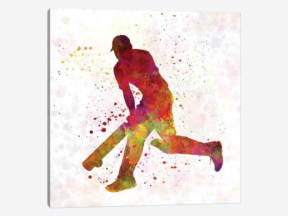 Cricket Player Batsman Silhouette III by Paul Rommer 1-piece Canvas Art Print