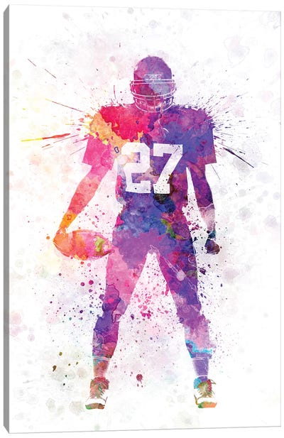 American Football Player Canvas Art Print - Football Art