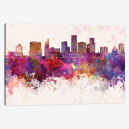St. Paul Skyline In Watercolor Background Canvas Print #PUR1702} by Paul Rommer Art Print