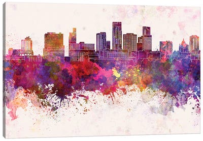St. Paul Skyline In Watercolor Background Canvas Art Print